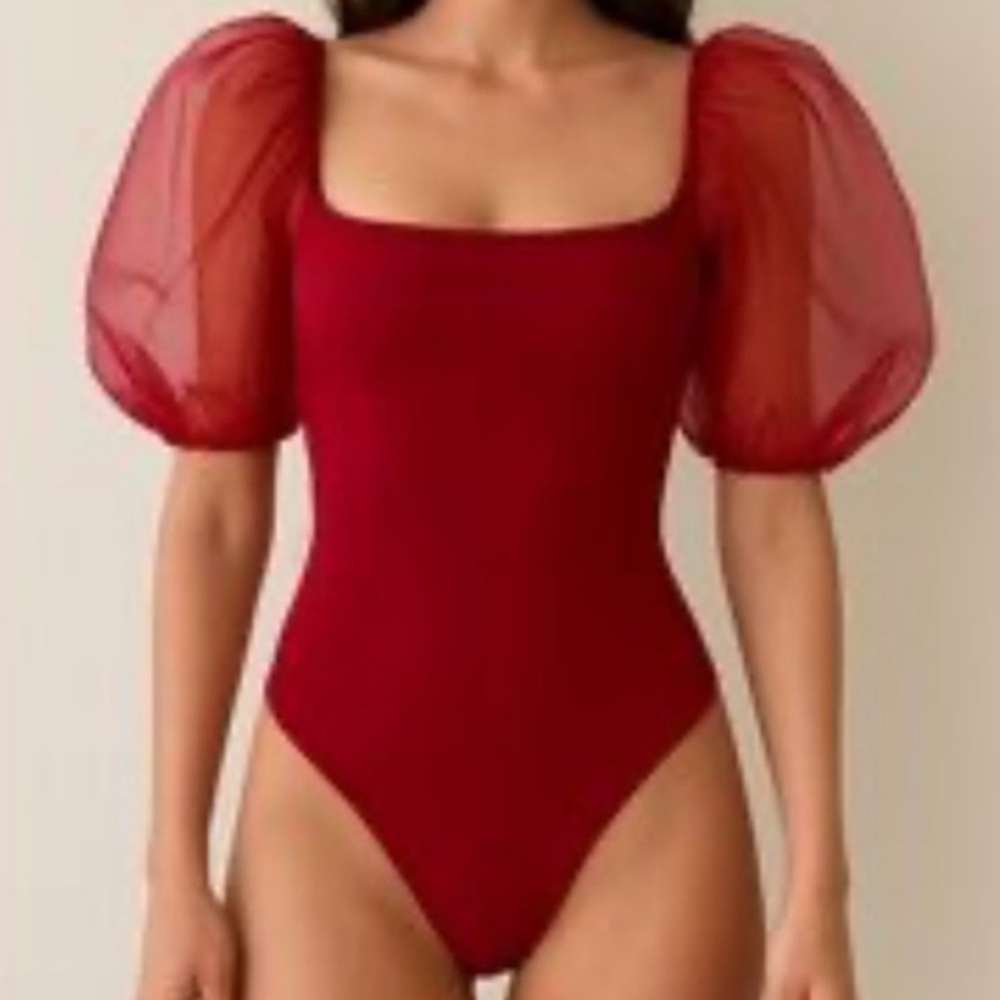 ASTR the Label Darling Sheer Puff Sleeve Bodysuit